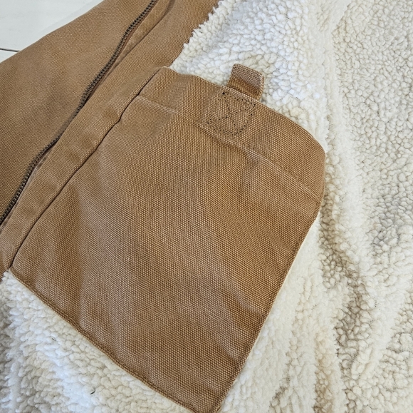 *RARE* Carhartt Tan Hooded Wildwood Sherpa Lined Jacket *hood is missing* - Picture 5 of 13